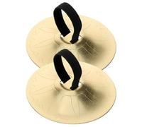 Toyvian 1 Pair Small Finger Cymbals Durable Dancing Percussion Instrument for Belly Dancing Stage Performance Lightweight Props Gold with Patterns