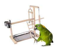 Toyvian 1 PC Creative Parrot Swing Natural Wood Hanging for Parrots Cockatiels Budgies Promotes Fun Exercise Bird Playground for Birds Safe and Practical Design Random Color
