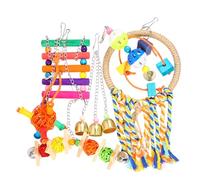 Toyvian 1 Set Colorful Bird Swing Set Parrot Chewing Ring Cotton Rope Perch for Budgies Lovebirds Parrots Easy to Hang Durable Fun for Your Pet