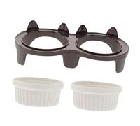 Toyvian 1 Set Elevated Cat Bowl Ceramic Kitten Feeding Bowl with Stand for Comfortable Eating and Drinking Easy Clean Design for Cats and Kittens Brown Color for Indoor Use
