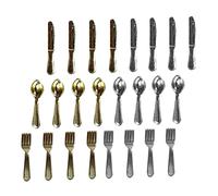Toyvian 1 Set Miniature Tableware Kits Forks Spoons Tiny House Cutlery for Dollhouse Decoration and Role Playing Games High End Material