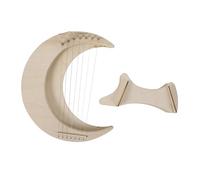 Toyvian 1 Set Portable Small Wood Lyre Harp Moon Shaped Musical Instrument for Beginners for Music Exploration Includes Extra Picks and Smooth Surface