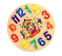 Toyvian 1 set Wooden Clock Clown Puzzle Educational Sorting for Preschool Learning Creative Clock Design Promotes Recognition Hand Eye Coordination Safe Wooden Material