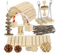 Toyvian 1 Set Wooden Hamster Chew Bunny Swing Seesaw Natural Teething Playthings for Small Pets for Hamsters Gerbils Mice Chinchillas and Rabbits
