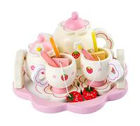 Toyvian 1 Set Wooden Tea Ware Set for Simulation Pink Tea Set Educational for Pretend Play for Birthday Parties and Imaginative Fun Random Color