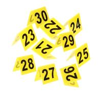 Toyvian 10 pcs Acrylic Triangle Number Signs Multipurpose Evidence Markers for Crime Scene and Table Number Holders Sturdy Yellow Base for Detective Games and Party Decorations
