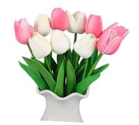 Toyvian 10 Pcs Artificial Tulips Faux PU Flowers with Wire Stems Realistic Fake Tulip Bouquets for Wedding Centerpieces Home Decor Party Arrangements Fade-resistant Flower Props