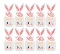 Toyvian 10 Pcs Easter Bunny Candy Boxes with Rabbit Ears, Paper Material, Easy Assembly and Compact Portable Design for Birthdays and Easter Day Celebrations, Cute White Goody Boxes