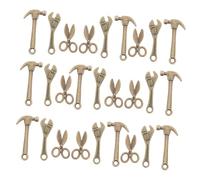 Toyvian 10 Sets Miniature Alloy Construction Tools for Dollhouse DIY Crafting Wrench Scissors Hammer Kit Realistic Miniature for Model Hobbyists and Dollhouse Decoration