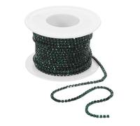 Toyvian 10 Yards 2mm Single Strand Rhinestone Chain Roll for Jewelry Making, Sewing Embellishments, Clothes, Shoes, Bags - Green Ss6 Crystal Trim for DIY Crafts