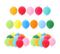 Toyvian 100pcs 12 Inch Quick Tail Connected Latex Balloons for Birthday and Balloon Decor Unique Style with Thick Sturdy Material Color