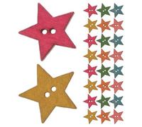 Toyvian 100pcs 25mm Wooden Star Buttons Two Holes Craft Buttons for Sewing Knitting Clothes DIY Handmade Decoration