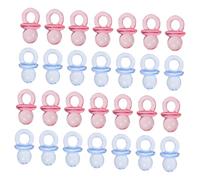 Toyvian 100pcs Acrylic Mini Pacifiers Favors for Shower Decorations Transparent Pink Blue Reusable Christening Shower Party Supplies for Bracelets Necklaces and Craft Projects