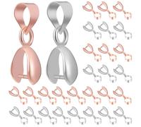 Toyvian 100pcs Alloy Pendant Pinch Bails Jewelry Clasps for Necklace DIY Craft with Rose Gold and Bright Silver Connectors for Crystal Jade Pendants