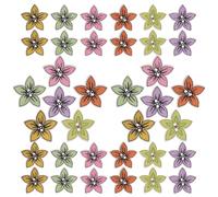 Toyvian 100pcs Flower Modeling Buttons Clothes Buttons Garment Decorative Effect Easy to Sew Creative Poplar Board Assorted Color Flower Shape for DIY Holiday Atmosphere