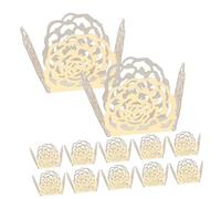 Toyvian 100Pcs Hollow-Out Rose Edge Chocolate Trays Decorative Paper Wrappers for Wedding Party Dessert Table Candy Packaging in Ivory Gold