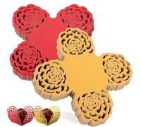 Toyvian 100Pcs Hollow Rose Flower Chocolate Wrappers Truffle Liners with Gold and Pearl Red Cupcake Wrappers for Wedding Party Dessert Table Decorations
