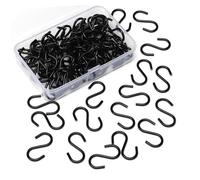 Toyvian 100pcs Mini Black Metal S Hooks for Crafts Jewelry Plant Hanger Key Tag Hanging Clips Christmas Tree Ornament Display Hooks