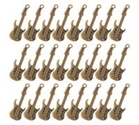 Toyvian 100pcs Mini Metal Guitar Pendant Phone Case Decor for Crafters | Zinc Alloy, Brown Retro Style with Hole, Gift Tags, Scrapbooks, Necklace Pendant, Hair Clips