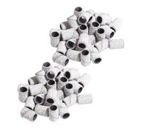 Toyvian 100pcs Nail Grinding Sanding Bands with Corundum Material for Artificial Nails and Gel Polish Remover Professional White Sanding Sleeves for Manicure and Pedicure