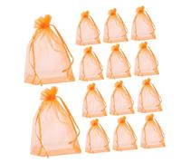 Toyvian 100pcs Orange Sheer Organza Drawstring Bags Favor Pouches for Wedding Party Jewelry Storage and Candy Wrapping