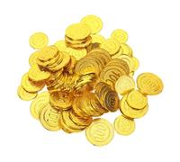 Toyvian 100Pcs Pirate Coins Realistic Plastic Treasure Hunt Props for Birthday Party Favors Adventure Game Supplies Mixed Gold Colors
