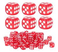 Toyvian 100Pcs Red Acrylic Six-Sided Dice Set for Board Games, Party Accessories, Family Gatherings, and Bar Decorations