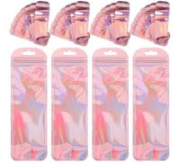 Toyvian 100pcs Resealable Jewelry Bags 6x18.5cm Thickened Rose Gold Plastic Self-sealing Pouches for Small Business Earrings Packaging and Travel Storage