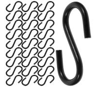 Toyvian 100pcs S Hooks Clothes Hooks Iron S Shape Black Versatile Simple Installation for Bedroom and Camping