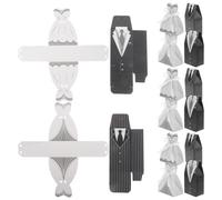 Toyvian 100Pcs Wedding Favor Boxes Set with Groom and Bride Tailcoat Design, Party Candy Storage Boxes in Striped and Tie Patterns, Suitable for Wedding Reception and Guest
