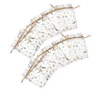 Toyvian 100pcs White Gold Foil Stars and Moon Organza Drawstring Bags Small Mesh Jewelry Favor Bags for Wedding Party Packaging