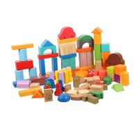 Toyvian 100Pcs Wooden Building Blocks for Geometrical Shape Blocks Educational Developmental for Imagination and Cognitive Skills