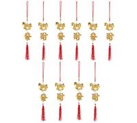 Toyvian 10Pcs 2026 Year of the Horse Feng Shui Hanging Ornaments with Fu and Wealth Characters, Red Knot Tassel Pendants for Lunar New Year Home and Car Decoration