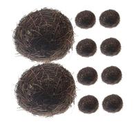 Toyvian 10Pcs Artificial Rattan Bird Nest Decor Lightweight Durable Decorative Bird Nests for Home Craft Projects Forest Themed Parties Weddings Easter Christmas Garden Ornaments