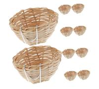 Toyvian 10pcs Bamboo Bird Nest Cage - Handmade Hatching Breeding Cave with Hook Hanging Bird House for Parrots Cockatiels Budgies Outdoor Garden and Patio