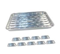 Toyvian 10Pcs Barbecue Grill Pans with High Temperature Resistant Foil Baking Trays for Oven Air Fryer Open Flame Cooking Multi-Functional Camping Grill Boxes for Parties and Home Use