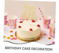 Toyvian 10pcs Birthday Cake Decorating Inserts Golden Happy Birthday Topper for Anniversary Party Cupcake Decorations Portable Stylish Cake Picks for Milestone Celebration