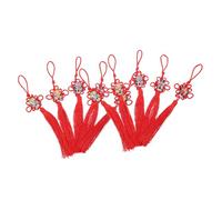 Toyvian 10Pcs Chinese Style Car Tassel Hanging Decor with Traditional Knot and Beijing Opera Mask Handmade Keychain Ornaments for Year Celebration and Cultural Souvenirs Random Color