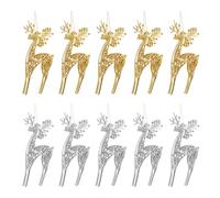 Toyvian 10Pcs Christmas Elk Hanging Ornaments Deer Pendant Christmas Tree Decorations Gold and Silver Hollow Design Party Home Decoration Accessories