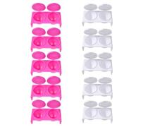 Toyvian 10pcs Double Hole Nail Art Cups with Lid Manicure Crystal Liquid Containers for Nail Art Tools White and Rosy Colors Suitable for Professional Supplies and Acrylic Design