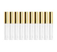 Toyvian 10pcs Empty Lip Gloss Tubes with Circular Design Plastic Refillable Cosmetic Container for DIY Lip Glaze and Oil Golden