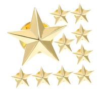 Toyvian 10pcs Five-pointed Star Badge Pins Alloy Lapel Brooches Soldier Star Pin Set for Veterans Day Party Decoration