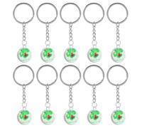 Toyvian 10pcs Four Leaf Clover Lucky Keychain Charm Set - Green Metal St Patrick’s Day Accessories Crystal Pendant - Irish Party Favor Keyrings for Good Luck Celebration