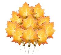 Toyvian 10pcs Maple Leaf Foil Balloons for Thanksgiving Party Decoration Autumn Yellow Leaf Shaped Metallic Balloons Easy to Use Suitable for Photo Props and Festival Celebrations