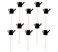 Toyvian 10pcs Mini Chalkboard Signs with Creative Watering Can Shape, Reusable Boxwood Material Garden Markers and Home Labels, Multi Functional Blackboards for Party Buffet and Herb