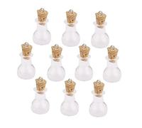 Toyvian 10pcs Mini Glass Bottles with Cork Plugs Transparent Flat Base Wish Jars for DIY Necklace Pendants Drift Bottles Perfume Containers Decoration