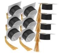 Toyvian 10pcs Mini Graduation Hat Goblet Covers Black Wine Caps Party Decoration for Celebration Tassel Wine Goblet Lid for Festive Ambiance