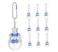 Toyvian 10pcs Mini Plastic Machine Claw Keychain Pendants Cute Gripper Charms with Beaded Chain for Hanging Decor and Accessories