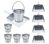 Toyvian 10pcs Miniature Metal Buckets and Dustpans Set, Artificial Mini Gardening Accessories for Dollhouse Decor and Photography Props
