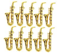 Toyvian 10Pcs Miniature Saxophone Decor Tiny Musical Instrument for Dollhouse Creative Photo Prop DIY Unique Design Wear Resistant for Imagination and Cognitive Development